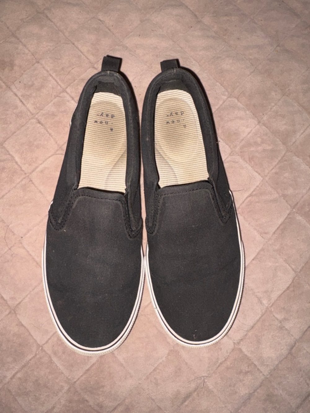 Target Black Slip-On Flats with White Trim
